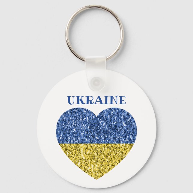 Porte-clés L'Ukraine drapeau parties scintillant faux pétille (Recto)