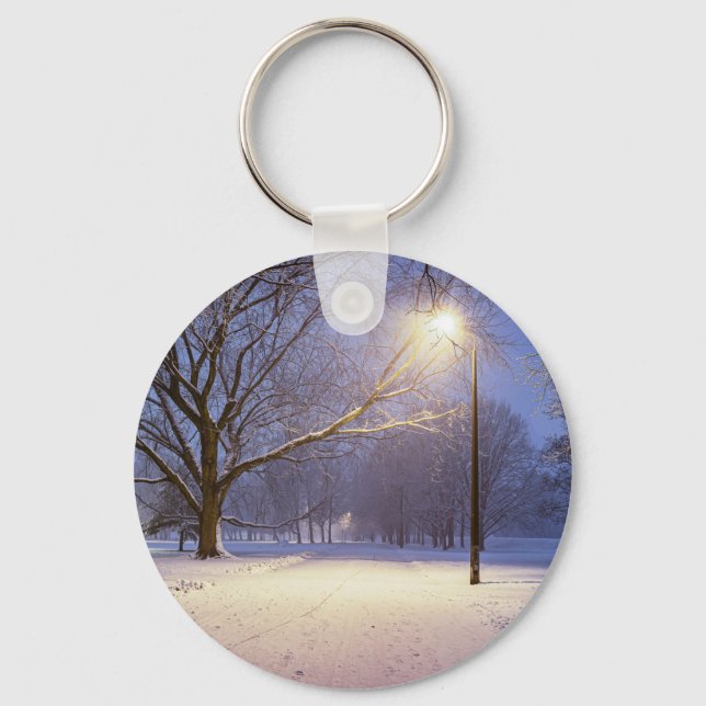 Porte-clés Lumières de rue et couvert de neiges (Recto)
