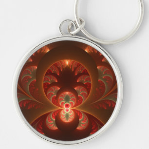 Porte-clés Lumineuse Abstrait moderne orange rouge fractal