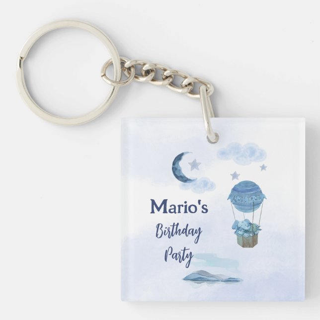 Porte-clés Lune bleue petit éléphant garçon d'anniversaire (Devant)