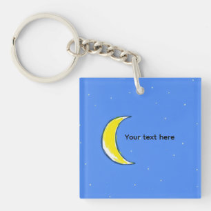 Porte-clés Lune – Conception de texte personnalisé lunaire mi