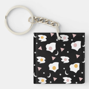 Porte-clés Lune de dîner d'œuf motif confettis   