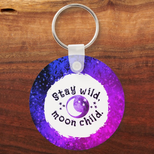 Porte-clés Lune Enfant Séjour Wild Étoiles Monogramme Amusant (Recto)