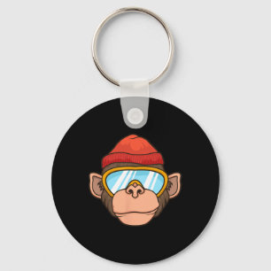 Porte-clés Lunettes de ski de singe drôle Gorille faisant du