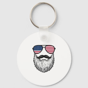 Porte-clés Lunettes de soleil de barbe patriotique vintage T-