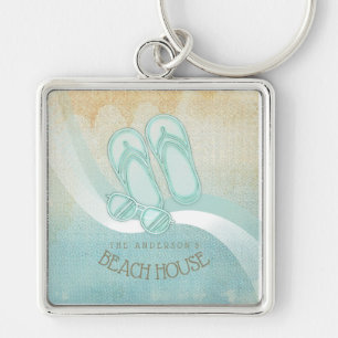 Porte-clés Lunettes de soleil et tongs Beach House Aqua ID623