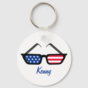 Porte-clés Lunettes de soleil rétros du drapeau américain pat