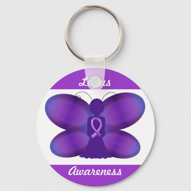 Porte-clés Lupus Awareness purple fairy butterfly (Recto)