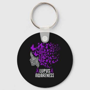 Porte-clés Lupus Sensibilisation Papillon Purple Ribbon Autoi