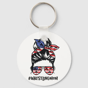 Porte-clés Lutter Maman Messy Bun America Drapeau Lutteurs