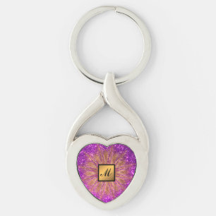 Porte-clés Luxe Gold Purple Parties scintillant Cadeau Monogr
