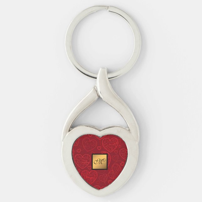 Porte-clés Luxe Moderne Élégant Amour Rouge Coeur (Devant)