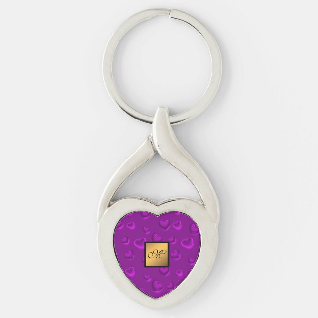 Porte-clés Luxe Moderne Elégante Parties scintillant Purple H (Devant)
