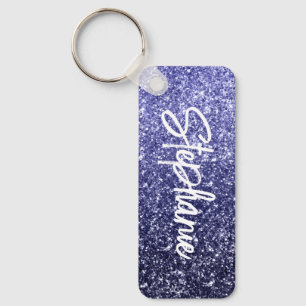 Porte-clés Luxueux Pailleté Bleu Nuit Ombre Paillettes
