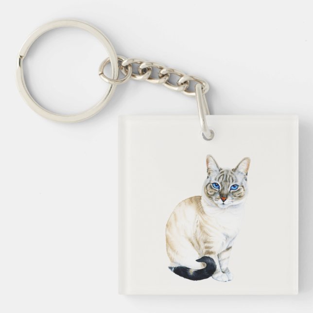 Porte-clés Lynx Point Siamese Chat (Devant)