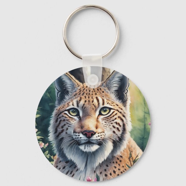 Porte-clés Lynx Porte - clé de peinture aquarelle (Recto)