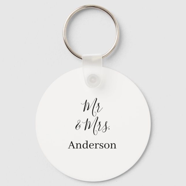 Porte-clés M. & Mme ajouter nom de famille date année mariage (Recto)