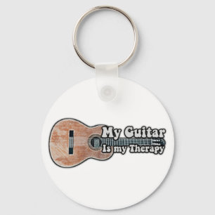 Porte-clés Ma guitare est ma thérapie. Guitare brune vintage