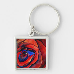 Porte-clés Macro rouge rose abstraite peinture d'art