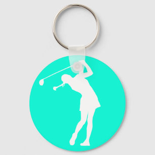 Porte-clés Madame Golfer Silhouette Keychain Turquoise
