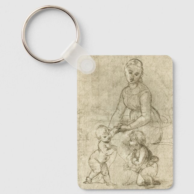 Porte-clés Madonna, Christ, Saint Jean Baptiste par Rapahel (Recto)