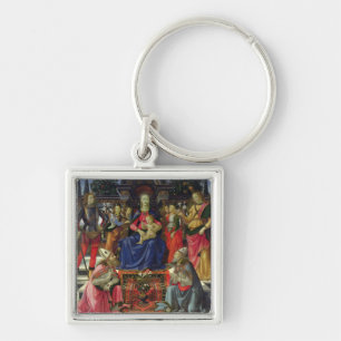 Porte-clés Madonna et enfant avec des solides solubles.