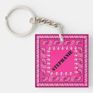 Porte-clés Magenta Paisley Bandana personnalisé