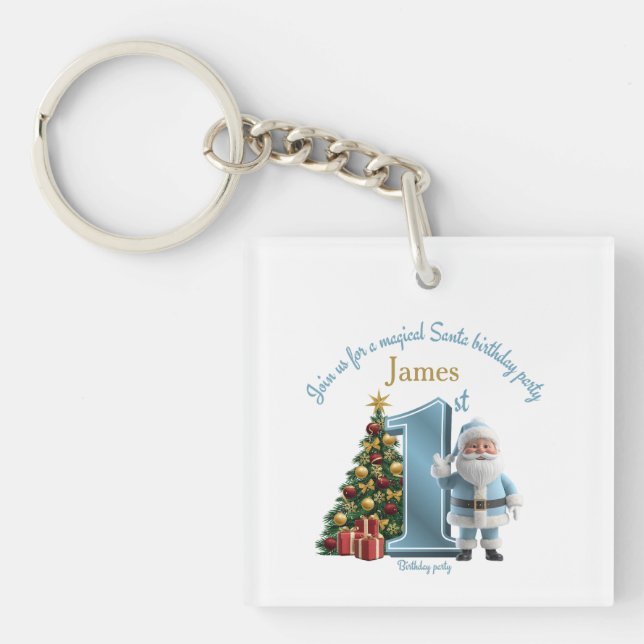 Porte-clés Magical Santa Birthday Invitation – 1st Birthday (Devant)