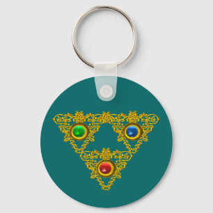 PORTE-CLÉS MAGIQUE ELFIC TALISMAN /GOLD TRIANGLE AVEC GEMSTON