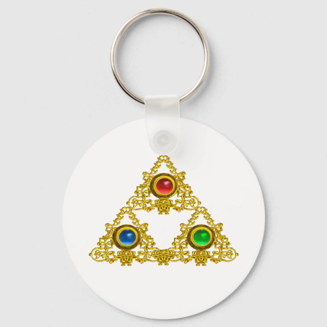 PORTE-CLÉS MAGIQUE ELFIC TALISMAN /GOLD TRIANGLE AVEC GEMSTON (Recto)