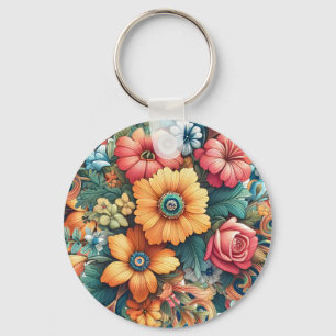 Porte-clés Magnifique Bouquet de Fleurs