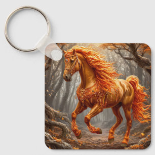 Porte-clés Magnifique cheval orange dans la forêt automnale