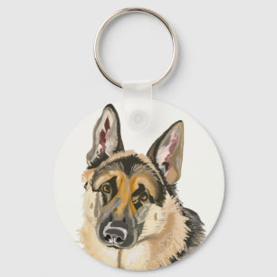 Porte-clés Magnifique dessin de clé de berger allemand, chien