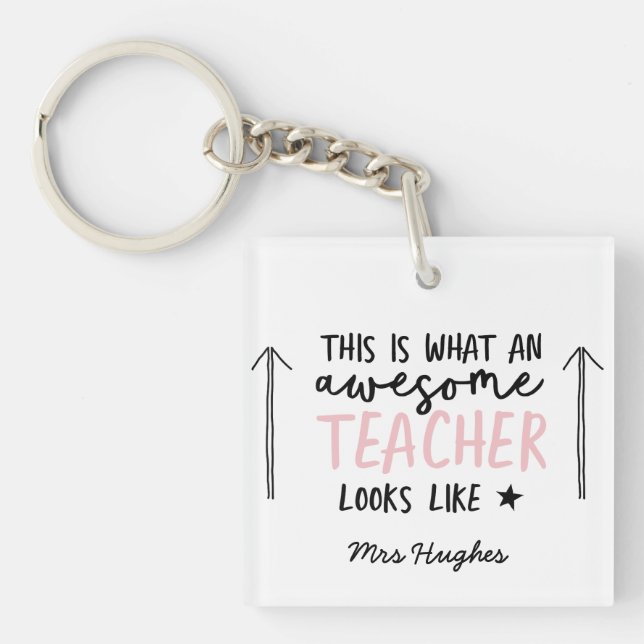 Porte-clés Magnifique enseignant typographie moderne cadeau r (Devant)