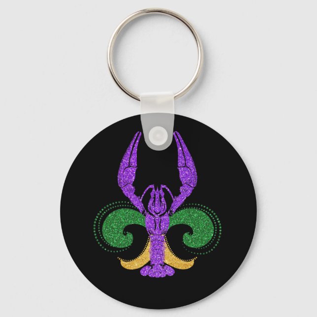 Porte-clés Magnifique Mardi Gras Fleur Lis Crawfish Nouvelle- (Recto)