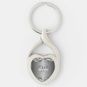 Porte-clés Magnifique Unique Géométrique Argent Monogrammé