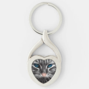 Porte-clés Magnifique visage de chat aux yeux bleus