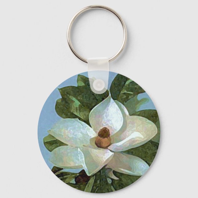 Porte-clés Magnolia en fleurs blanches (Recto)