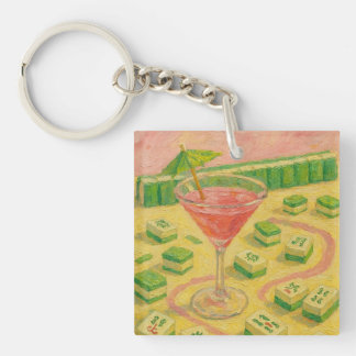 Porte-clés Mahjong Chic Peinture Cocktail