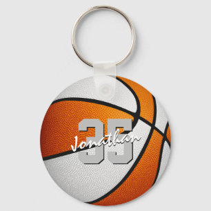 Porte-clés maillot de bain blanc orange numéro de basket