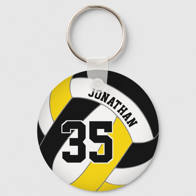 Porte-clés maillot de garçon en or noir volleyball (Recto)