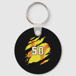 Porte-clés Maillot de softball Numéro #50 Joueur de sport Fan