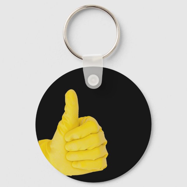 Porte-clés Main dans le gant de latex jaune (Recto)