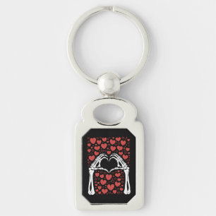Porte-clés Main de squelette cœur Saint-Valentin Amour drôle