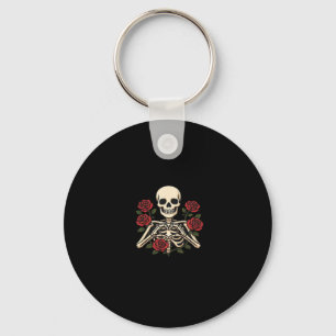Porte-clés Mains Coeur Squelette Avec Roses Rouges - Romantiq