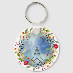 Porte-clés Mains en prière Aquarelle