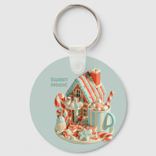 Porte-clés Maison de bonbons 3D Pastel Magie Sucrée