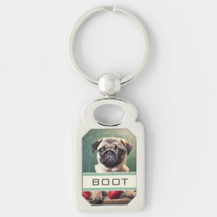 Porte-clés maison de cartes pug