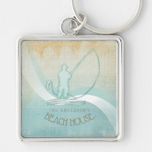 Porte-clés Maison de plage Nautilus Pêcheur Bleu Aqua ID623