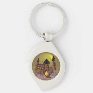 Porte-clés Maison de sorcière éffrayante Halloween et château